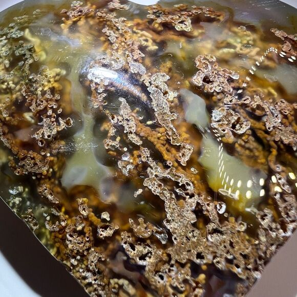 Moss Agate Crystal Heart‎ (#5) - Picture 4 of 14